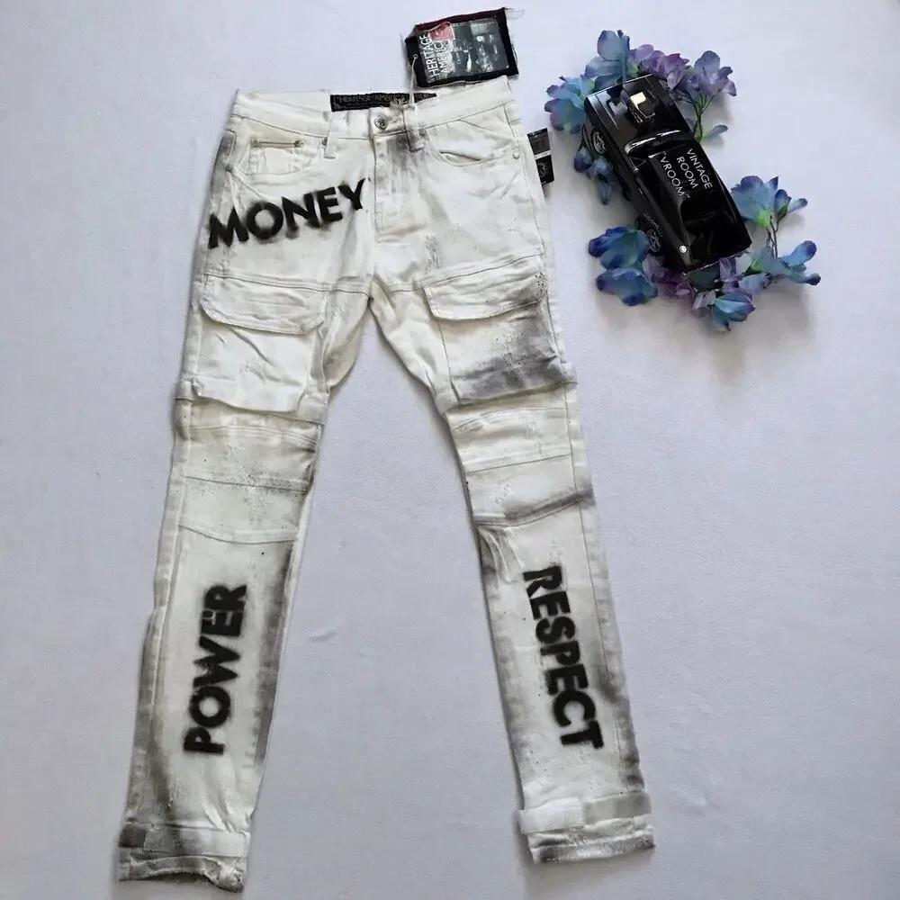 Heritage America NWT White Skinny Jeans Men 32